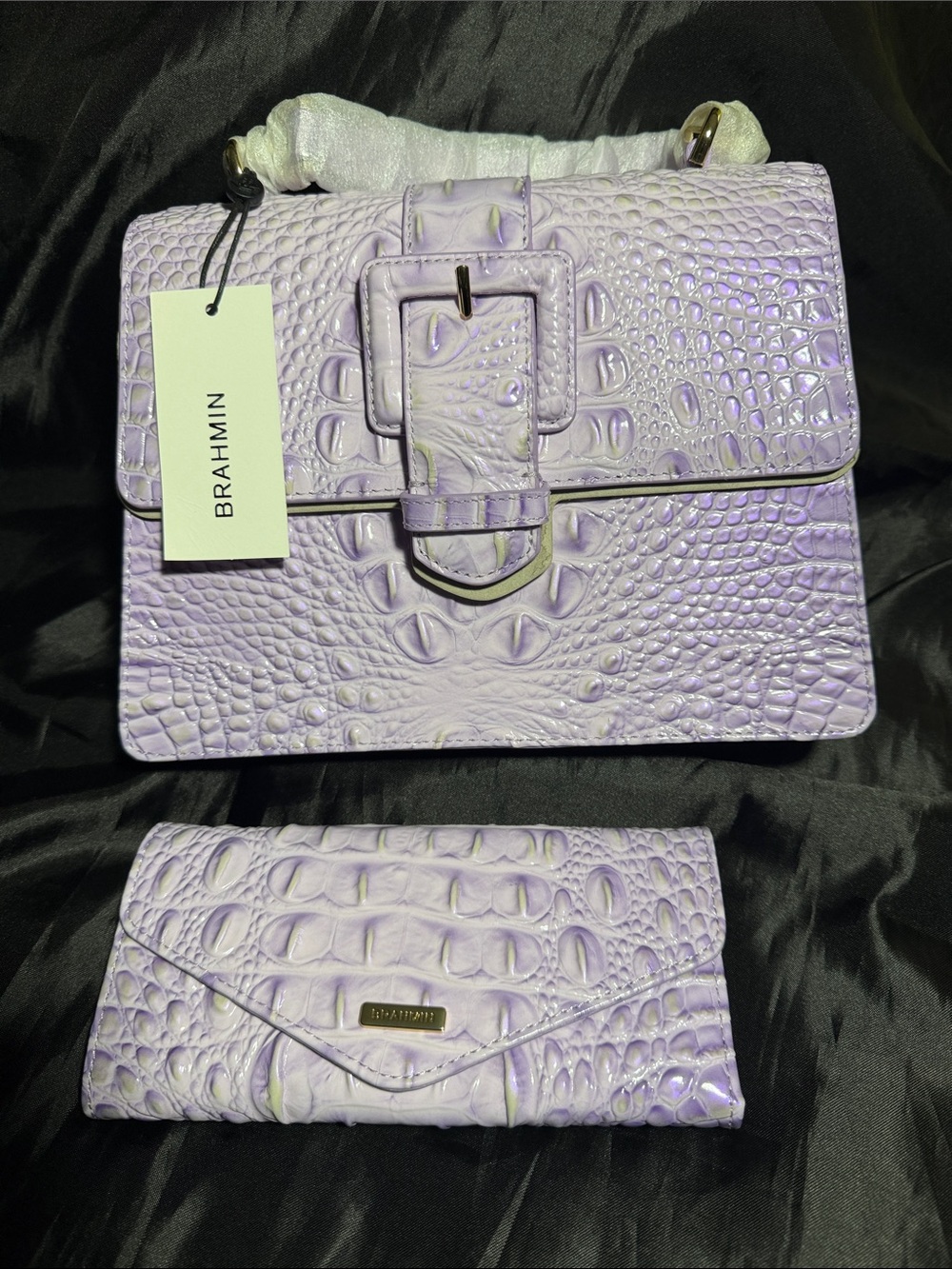 Brahmin Small Hallie Gentle Lavender Melbourne Satchel & Veronica Wallet